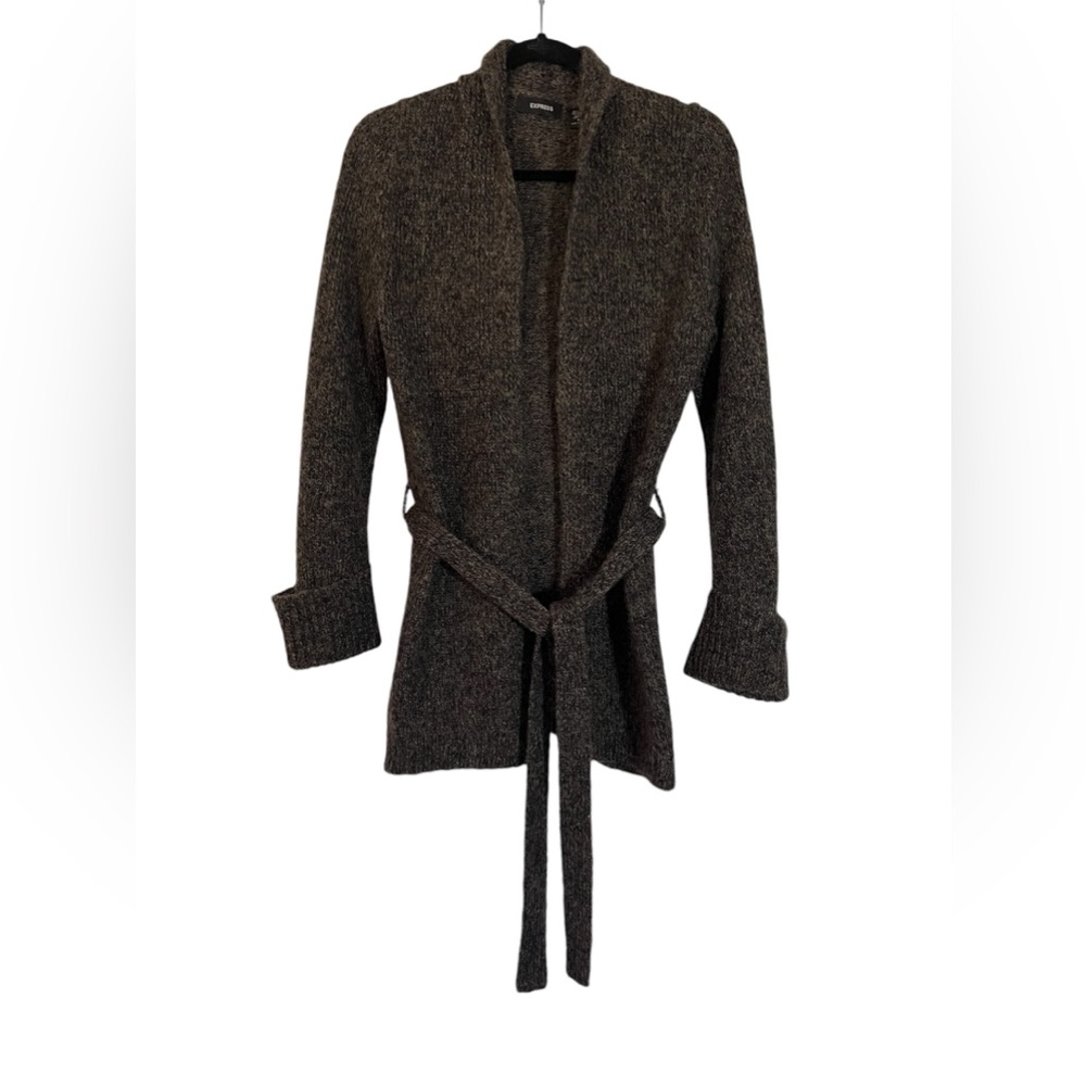 Express mohair and wool belted cardigan sweater